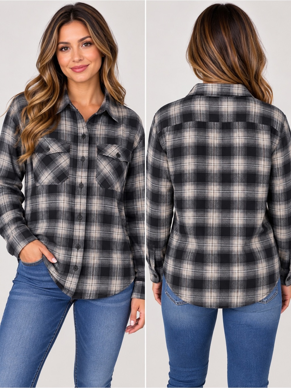 Target 🎯 wild fable Black and White Plaid Button-Down Shirt